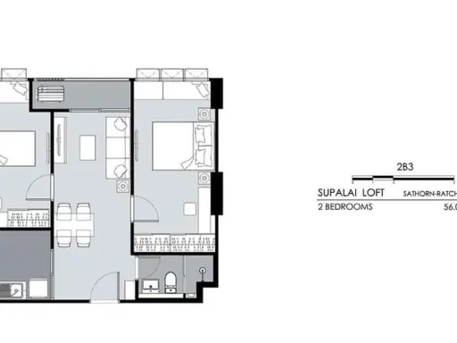 ขาย คอนโด Supalai Loft สาทร-ราชพฤกษ์ (Fully fitted) ห้องมุม 2 ห้องนอน 1 ห้องน้ำ ห้ามพลาด images