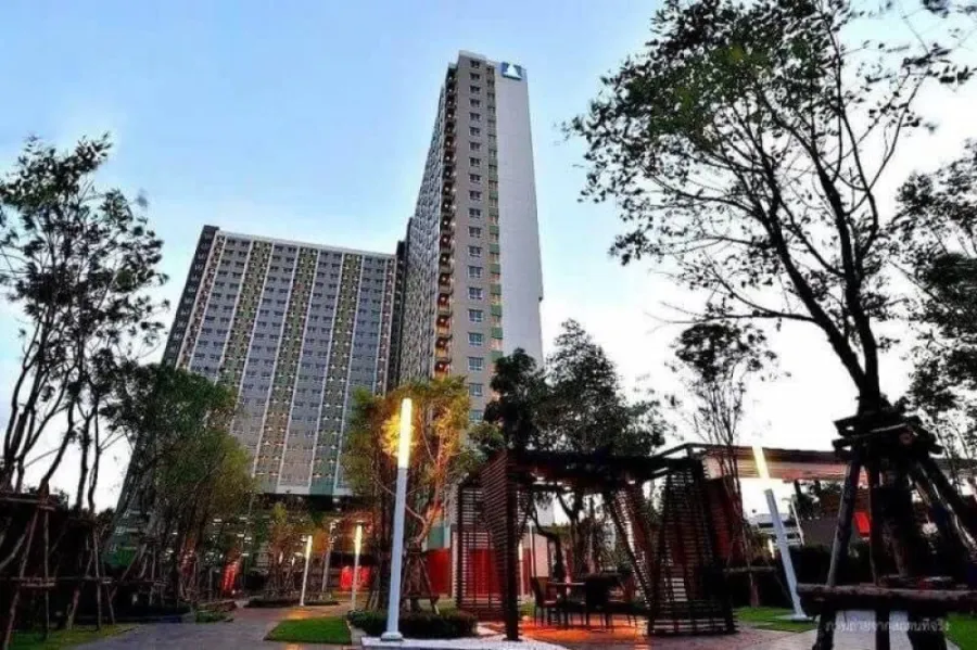 Condo for rent, Lumpini Park Rama 9 - Ratchada, Building A, 7th floor, corner room, balcony, pool view, hurry to move!!