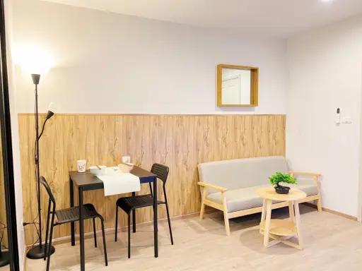 For rent: Hi condo Chaengwattana 19, minimalist decoration. There is privacy, complete furniture, very livable. Book now.