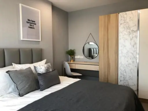 Condo for rent, Rich Park Triple Station, 18th floor, beautiful view, beautiful room, fully furnished, do not miss