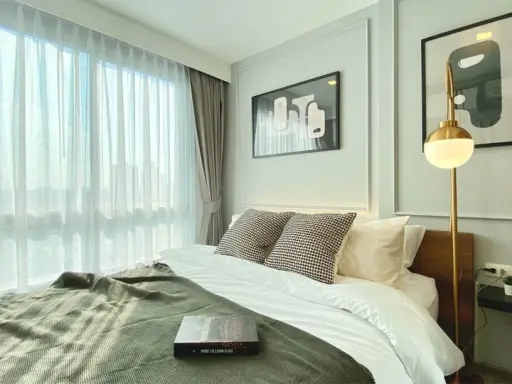 For rent, The Base Sukhumvit 77, 8th floor, great view of the river curve. Ready to decorate in a minimalist style. Minimalist. Don't miss out on book
