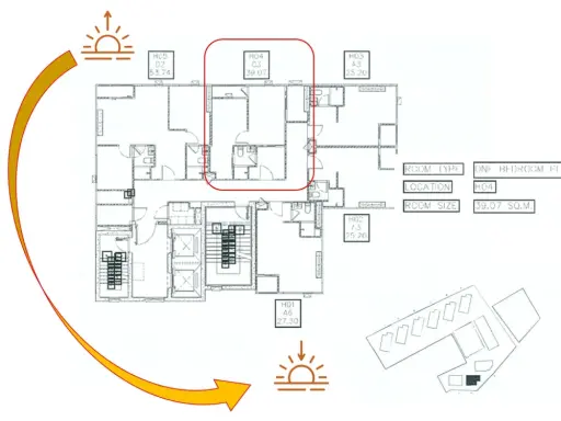 Down payment sale for COBE Ratchad Rama 9, One Bedroom Plus room, Building H, front zone of the project, unobstructed view of the common area.