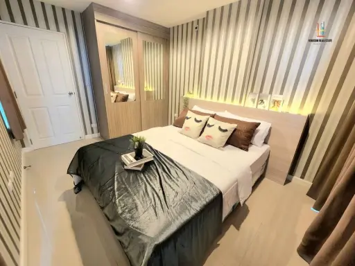 Condo for sale, The Series Udomsuk, 29 rooms, beautifully decorated, inviting, with wallpaper in the whole room If interested, hurry up to reserve.