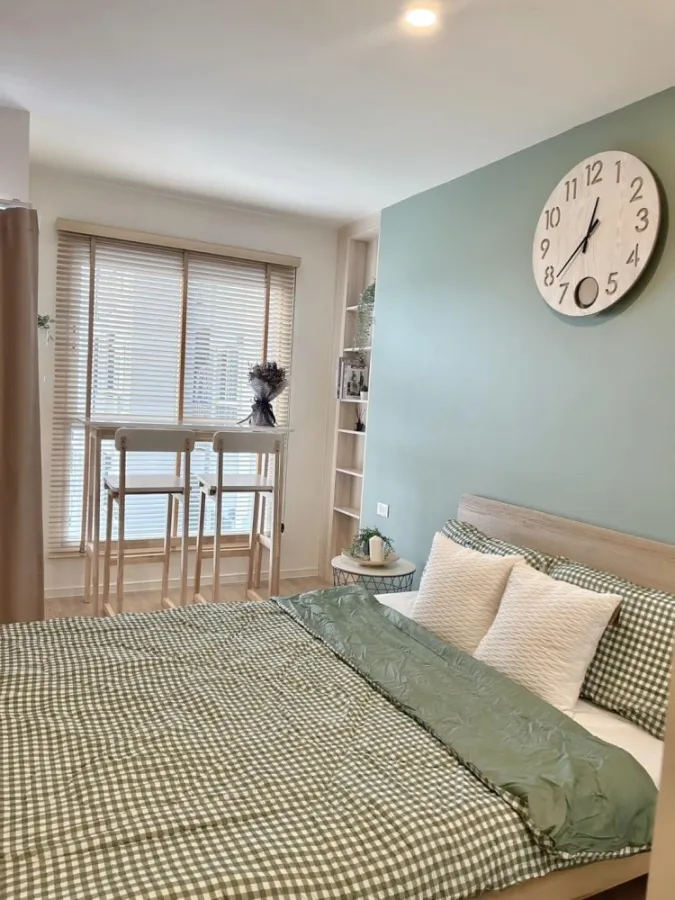 For rent, Lumpini Ville Chaengwattana-Pak Kret Station, garden view, airy and comfortable. Decorated in a minimalist style, book now.