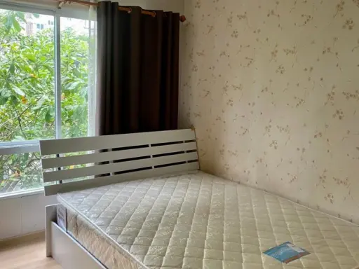 For rent, Plum Condo Ladprao 101, 3rd floor, Building D, corner room, fully furnished and electrical appliances, book now.