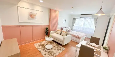 ขาย ลุมพินี วิลล์ ศูนย์วัฒนธรรม ห้องตกแต่งสวย โทนสีชมพูหวาน เงียบเป็นส่วนตัว สนใจจองเลย