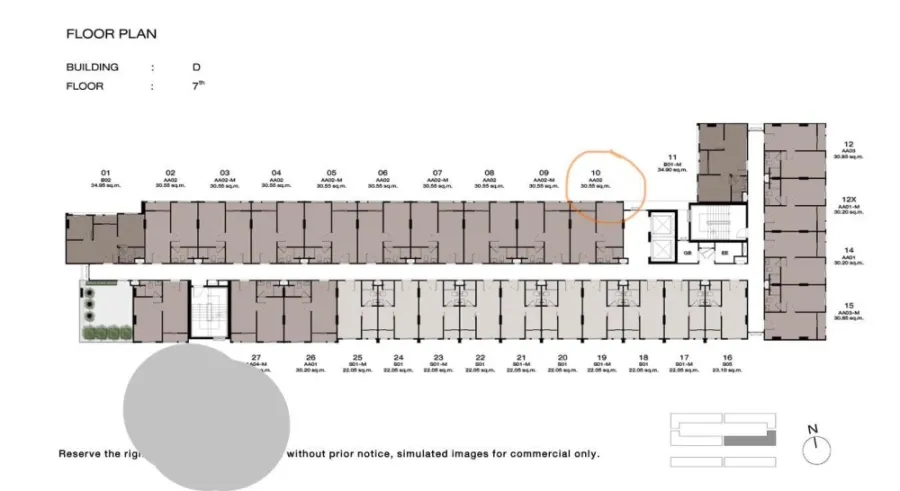 Selling down payment New Cross Khu Khot Station, Building D, 7th floor, spacious room, good price, interested in being an owner, book now, urgent.