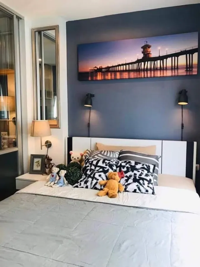 For rent, Lumpini Ville On Nut 46, this room is decorated in tone control, the price is very good, the mattress is thick and soft. I need this room
