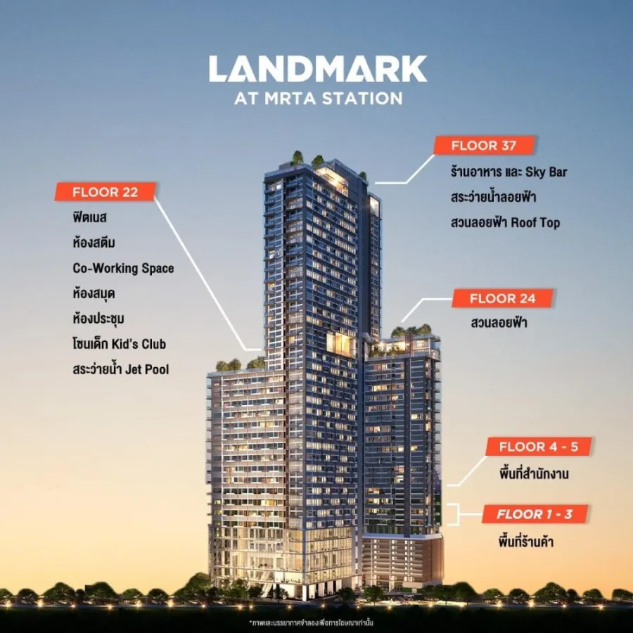 Condo Landmark at MRTA Station, Duplex room, minimalist style, balcony with great views. Reserve quickly.