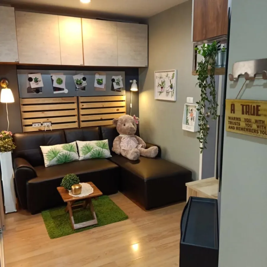 ให้เช่า ลุมพินี วิลล์ อ่อนนุช 46 มีห้องนั่งเล่นแนว Wood Industrial ตู้ Built-in เก็บของเยอะมาก ด่วนๆ