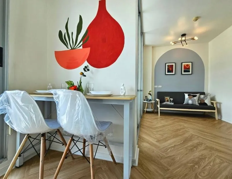 Condo for sale, rent, Lumpini Ville On Nut-Phatthanakan. Balcony facing south, beautiful room, close to the Yellow Line.