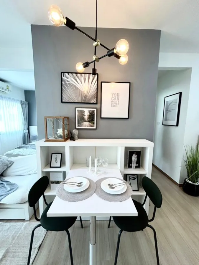 Condo for sale, A Space Sukhumvit 77, decorated in tone-controlled colors, open, fully furnished, reserve first, own first.