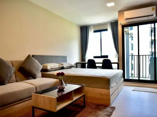 ปล่อยเช่า D Condo Hideaway Rangsit เฟส 4 กั้นครัวเป็นสัดส่วน มุมระเบียงเห็นสวนสวยมาก ห้ามพลาดเลยนะ
