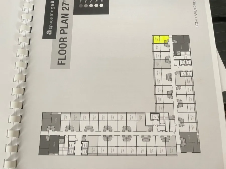 Selling down payment A Space Mega 2, 27th floor, good view, good location, nice project. Book now, don't miss it, hurry.