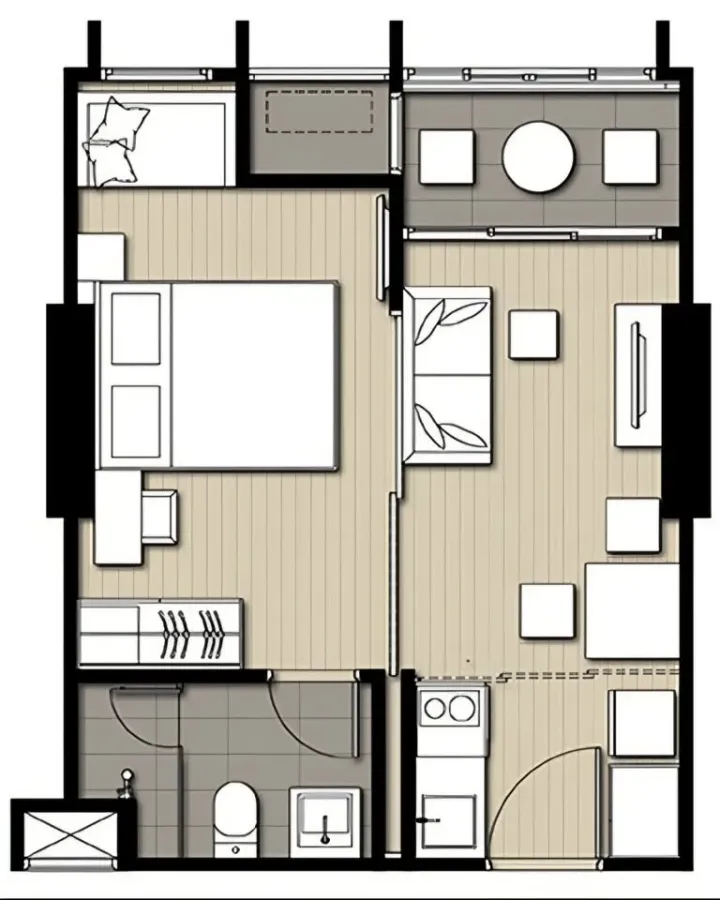 For rent: IDEO Q CHULA-SAMYAN. Enjoy comfortable living with a king-size bed and complete furnishings including high-quality appliances.