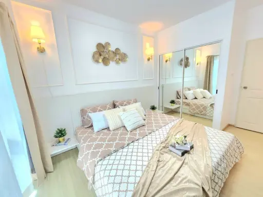 For sale A space Sukhumvit 77, 3rd floor, pool view, minimalist style decorated room, very beautiful, very livable, good price, hurry up and book now.