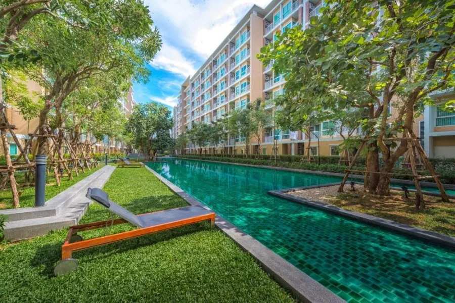 Quick sale!! V Condo Resort-style condo, 5th floor, Building D, garden view, fully furnished. Ready to move in, don't miss it!!