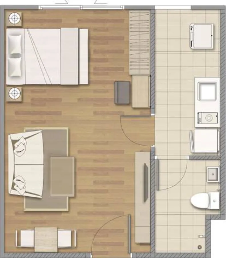 For Rent Plum Condo Phaholyothin 89, large room, size 28 sq.m., lots of usable space. If interested, hurry to reserve quickly.