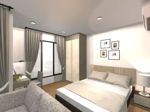 For rent, Life Asoke-Rama 9, new room, first hand, beautiful decoration, I can tell that it is definitely worth it. If interested, hurry to reserve