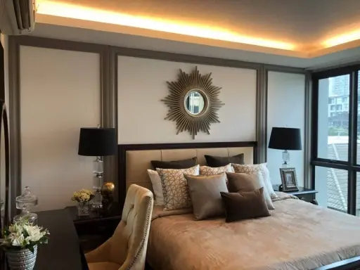 For sale, for rent, The Address Sukhumvit 61, 4th floor, spacious room, comfortable, beautifully decorated, livable. If interested, hurry and reserve images
