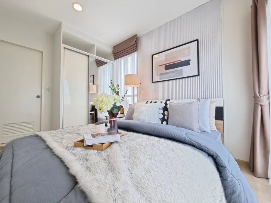 Condo for sale, Fuse Miti Ratchada-Sutthisan, corner room, good view, decorated in white tones, very inviting, book now.