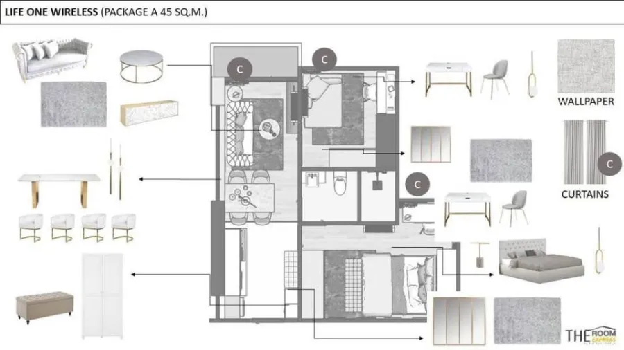 Urgent for rent Life One Wireless พื้นที่ใช้สอยจุใจ built-in โซฟาอย่างดี หิ้วกระเป๋าเข้าอยู่เลย