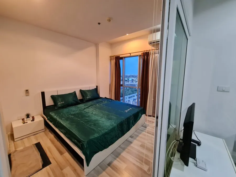 For rent, The Key Chaengwattana, 16th floor, high floor, good view, comes with full decoration, book now, don't miss it.