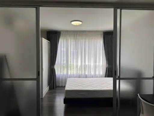 For rent: Dcondo Campus Resort Bangna, corner unit offering privacy and beautiful garden view, fully furnished. Book now!