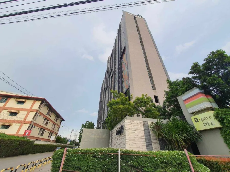 Condo for sale, A Space Bangna, beautifully decorated, corner room, balcony facing north, not hot, breeze passing through all year, book now.