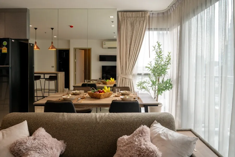 For sale: Rhythm Sukhumvit 36-38, high floor, corner room, city view, beautiful room, fully furnished, ready to move in, reserve now, don't wait.