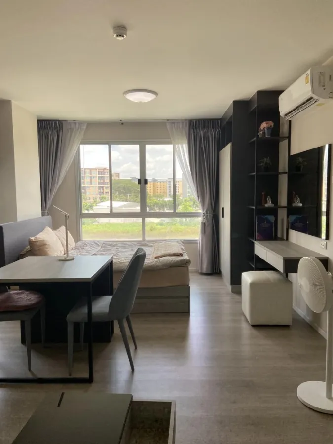 For rent, D Condo, Campus Dome, Rangsit, Phase 3, corner room, fully furnished, livable, hurry up and book now.