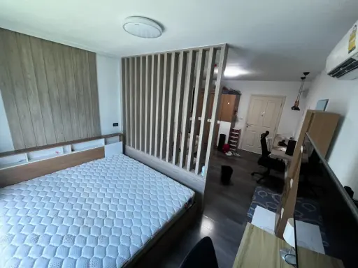 ให้เช่า dcondo Campus Resort Bangna มีตกแต่งบิวท์อิน พร้อมเฟอร์ครบๆ มีโซฟาตัวใหญ่นั่งสบาย แบบนี้ต้องจอง