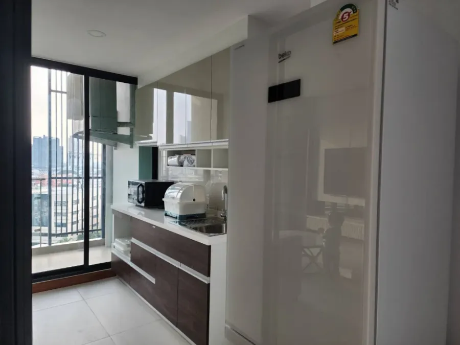 Condo for rent, Supalai Premier Charoen Nakhon, corner unit, view of the Chao Phraya River bend and Icon Siam, fully furnished and ready to move in. B