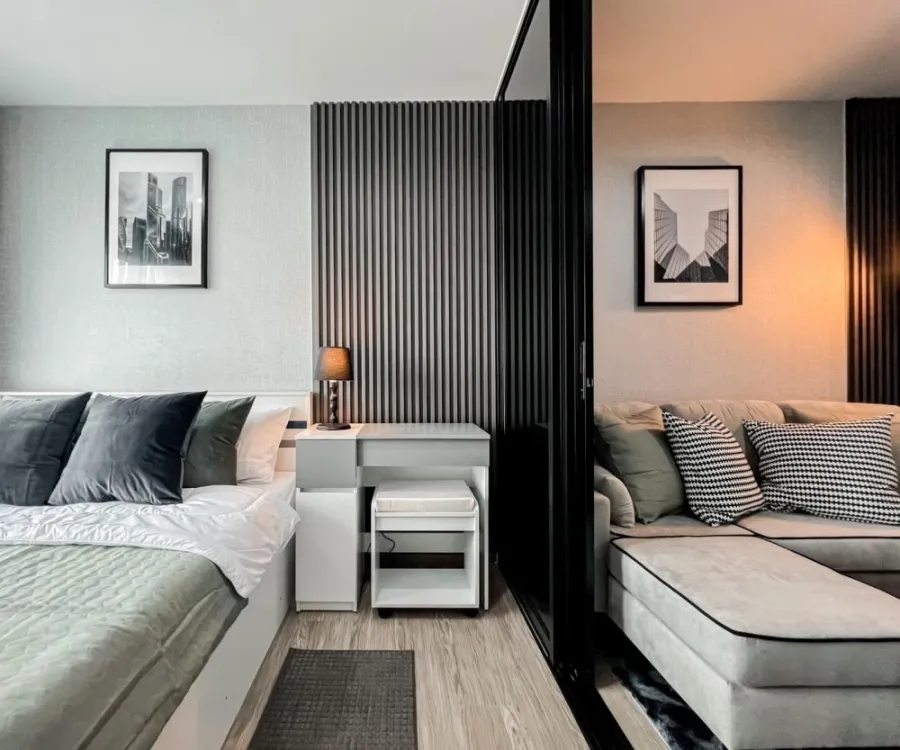 For sale: Rye Sukhumvit 101/1. The room is decorated in a very nice way. Minimalist style. Minimalist. Fully furnished. Not booking is a big mistake.