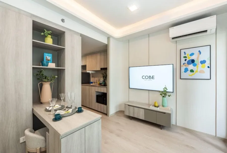 ขายดาวน์คอนโด COBE Kaset-Sripatum Studio 26.68 ตรม. ชั้นสูง วิวโล่ง ทิศตะวันออก Fully-Furnished ตกแต่งครบ จองด่วน
