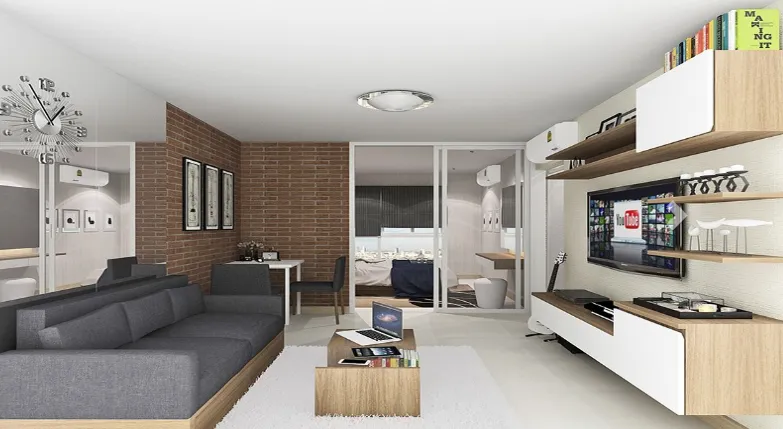 For rent: The Unite Condo On Nut-Pattanakarn, pets allowed, open, 8th floor, spacious corner room, very private, must book like this.