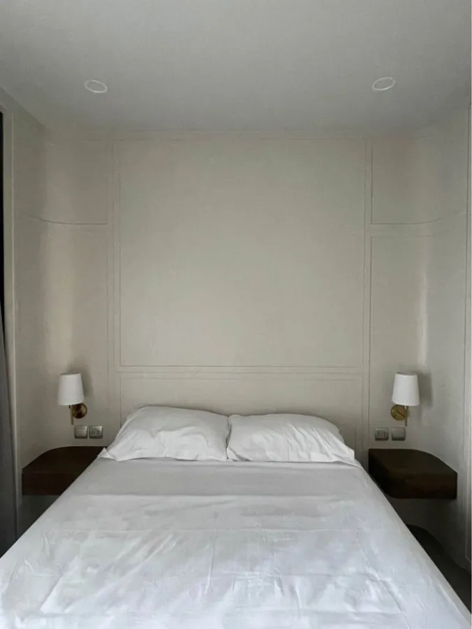 For Rent Life Asoke-Rama 9, very beautiful room, decorated in minimalist style, warm tones, very inviting, don't miss it.