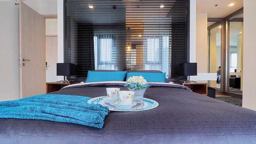 Condo for sale, rent, Rhythm Sukhumvit 36-38, high floor, beautiful view, fully furnished and fully furnished.