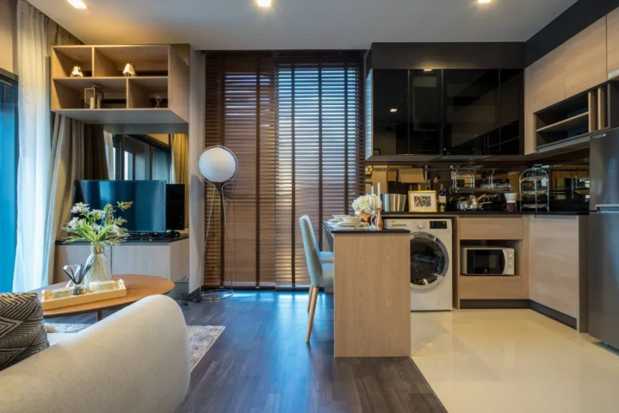 Condo for sale or rent, The Line Asoke-Ratchada, has views on 2 sides, north + west, open city view, unblocked view, fully furnished.