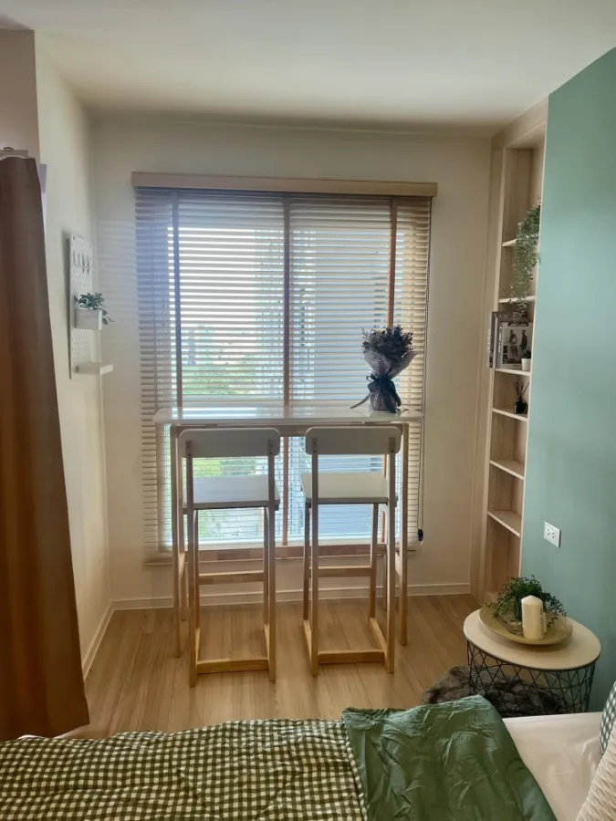 For rent, Lumpini Ville Chaengwattana-Pak Kret Station, garden view, airy and comfortable. Decorated in a minimalist style, book now.