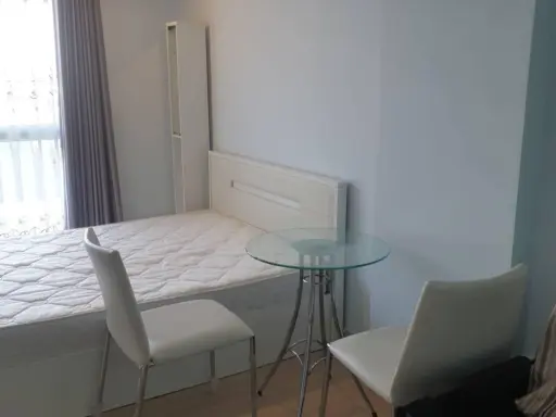 For rent, The Niche ID Ladprao 130, studio room, decorated in white tones, easy on the eyes, just carry your bags and move in.