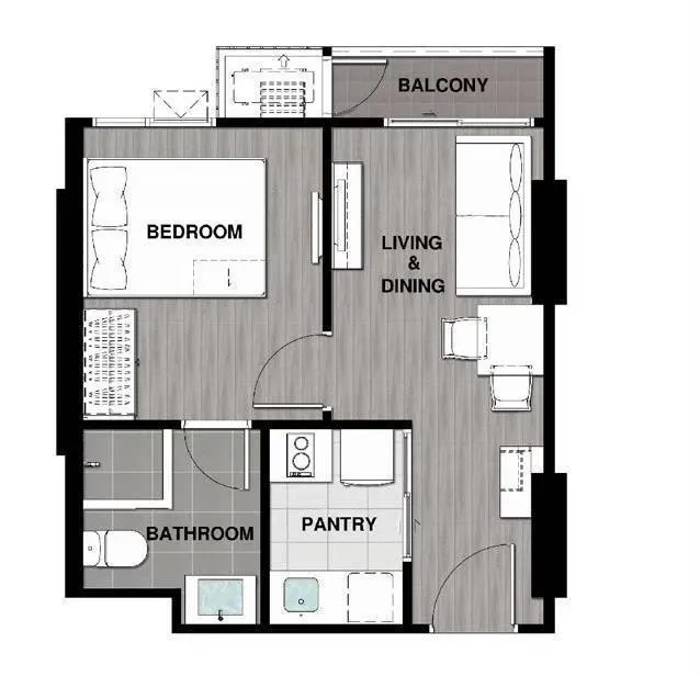 For sale, for rent!! Centric Ratchada-Huai Khwang Condo, 1st floor, fully furnished, convenient transportation, near the BTS, don't miss it!!