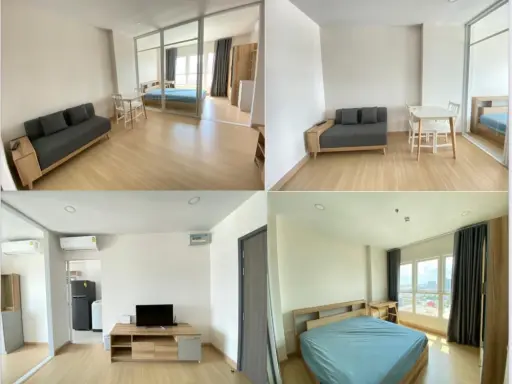 For rent: Supalai Veranda Ramkhamhaeng. Spacious and comfortable room with ample living space on the 23rd floor, offering stunning high-floor views. Y images