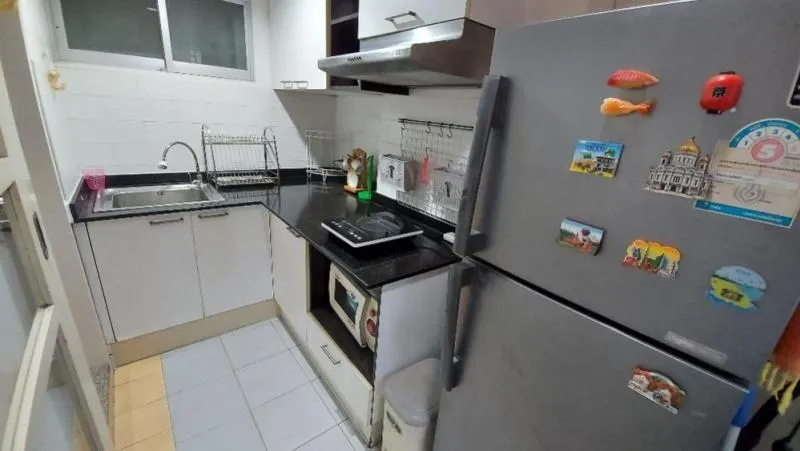 Condo for rent, Lumpini Ville Sukhumvit 77, beautiful room, decorated with wood tones, lots of furniture, excellent location, near BTS On Nut, book no