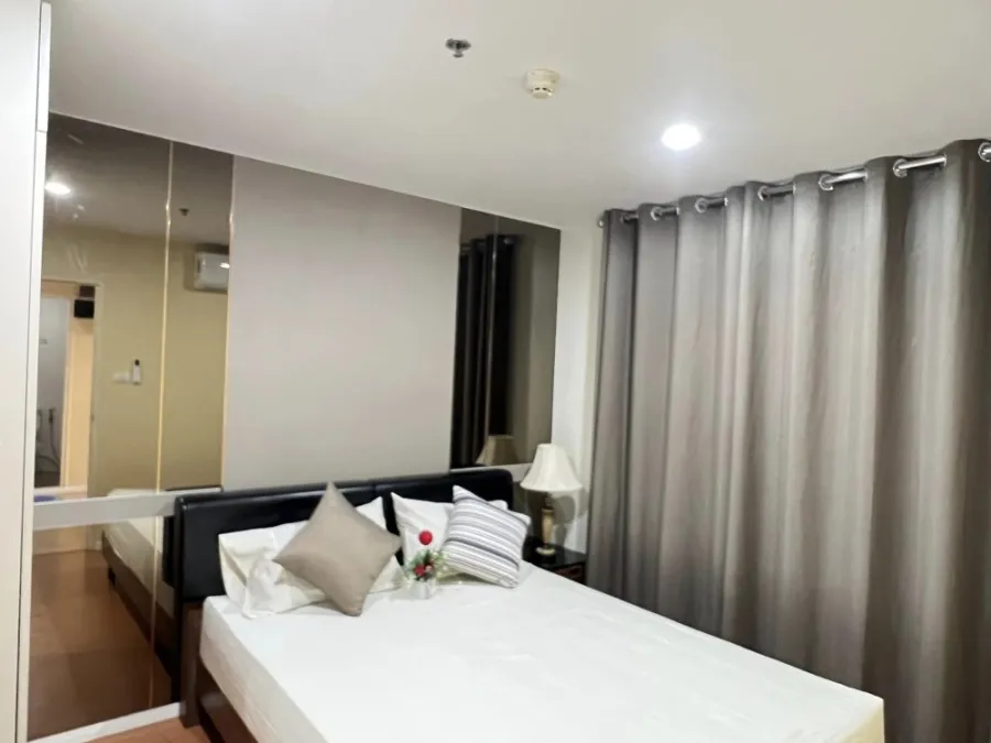 For sale, Lumpini Mega City Bangna, Building D, 15th floor, clear view, fully furnished room, livable, buy now, great value.