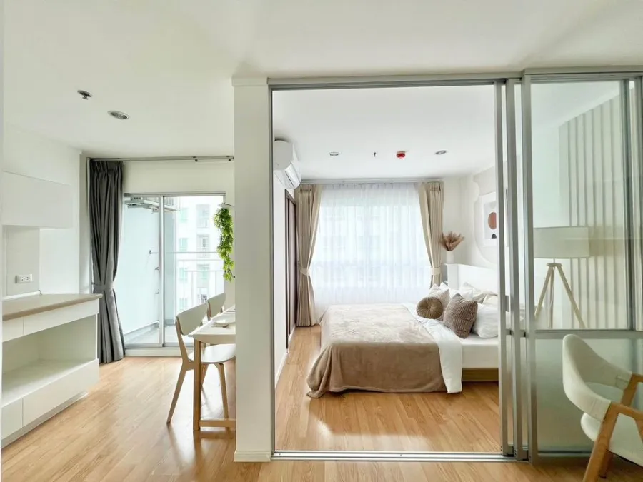 Condo for sale, Lumpini Mega City Bangna, decorated in white tones, minimalist style, very good price, hurry and own it now.