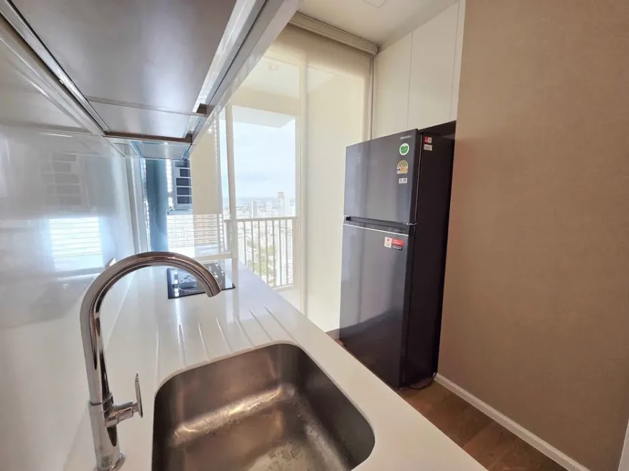 For rent: The Saint Residences. Nice unit with high-quality built-in furniture and beautiful high-floor views. Book now!