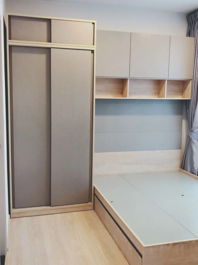 For rent, Unio H Tiwanon, 1 bedroom, 1 bathroom, high floor, tight built-in furniture. Don't wait, book now. Hurry up.