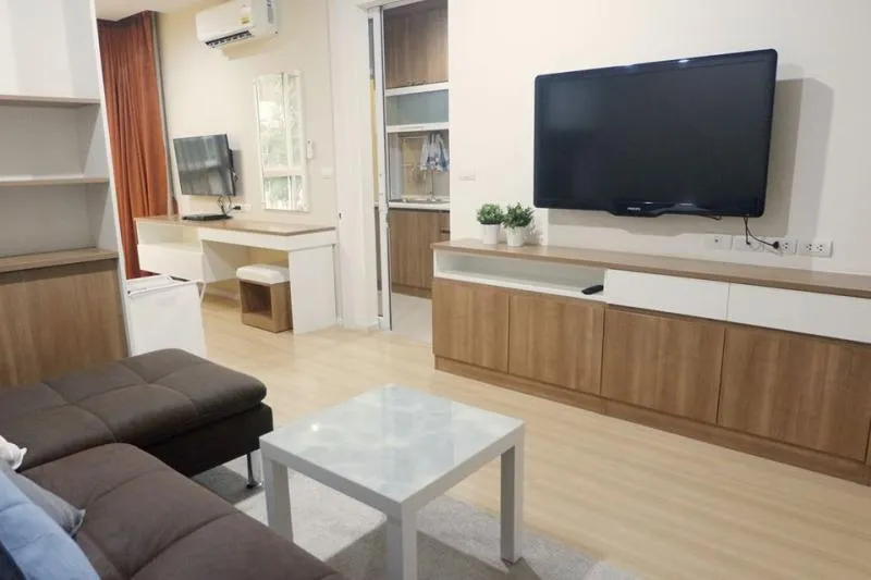 ให้เช่า Happy Condo Ladprao 101 ห้องสวย ระเบียงหันไปทางทิศตะวันออก พร้อมเฟอร์เเละเครื่องใช้ครบ