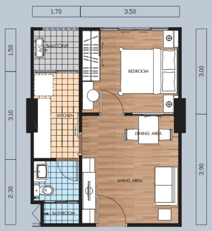 Condo for rent, The Niche Huai Khwang, meets all lifestyles, near both eating places, tourist attractions, shopping areas